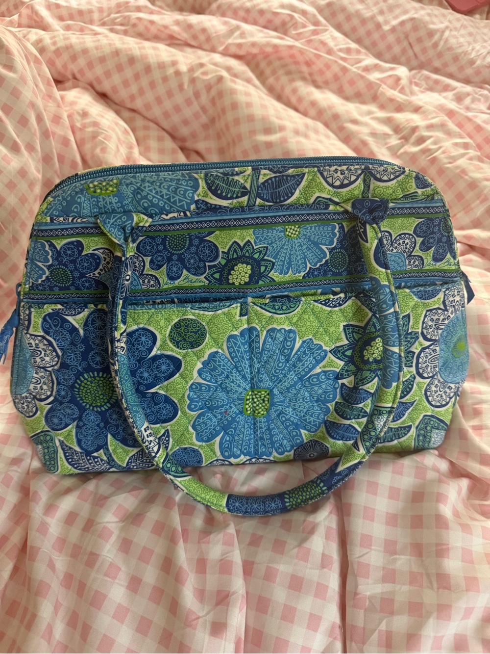 Vera Bradley Blue & Green Floral Medium Tote Bag